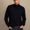 knitted wool sweater with fashion-conscious turtleneck black