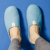 wool felted slippers blue